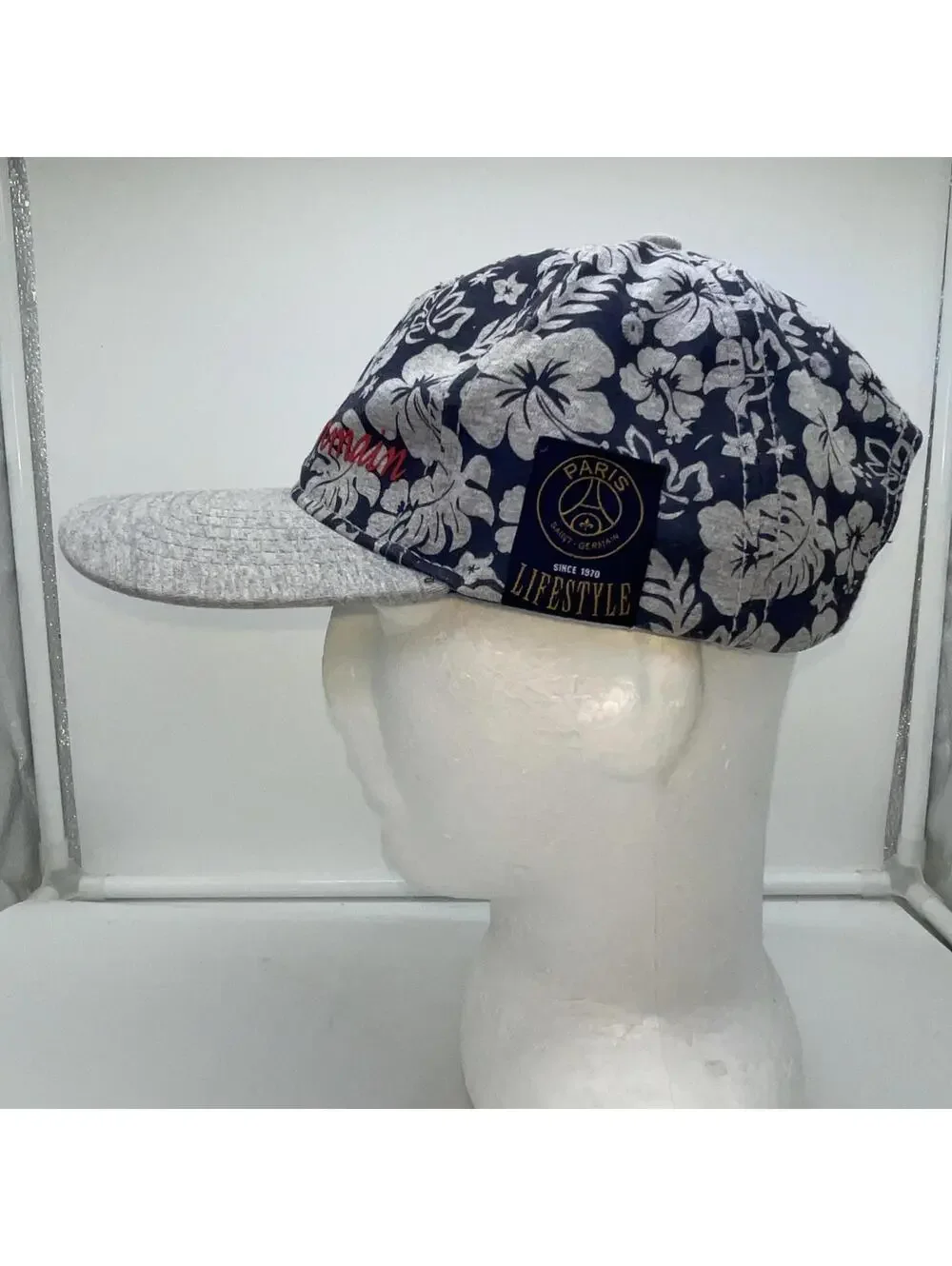 PSG Paris Saint Germain Adjustable 6-Panel Floral Hat Blue/Gray (57 Cm)